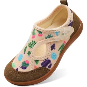 L-RUN Womens Slippers Wide Toe Box Barefoot Diabetic Shoes Women Ladies Winter House Shoes for Indoor and Outdoor(Beige Foral)