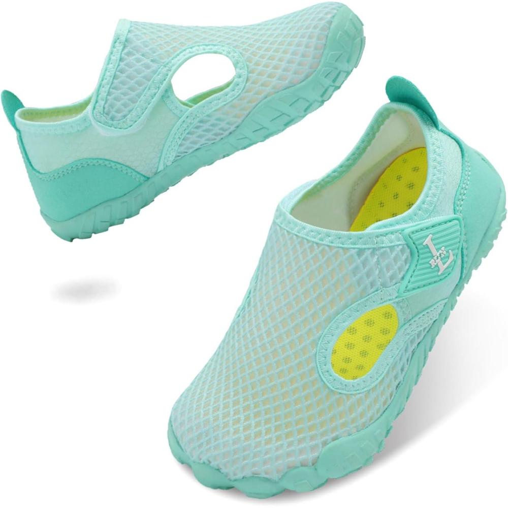 image:imageLRUN Kids Water Shoes Quick Dry Aqua Socks for Boys amp Girls NonSlip Pool amp Beach Sandals for Toddler Little Kid Big KidMint Green