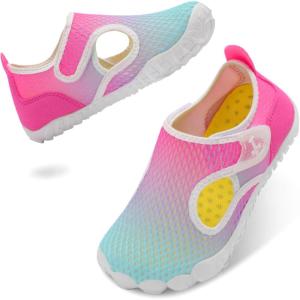 L-RUN Kids Water Shoes Quick Dry Aqua Socks for Boys & Girls Non-Slip Pool & Beach Sandals for Toddler Little Kid Big Kid(Blue Purple)