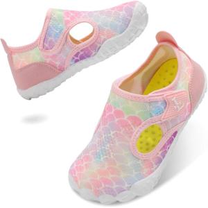 L-RUN Kids Water Shoes Quick Dry Aqua Socks for Boys & Girls Non-Slip Pool & Beach Sandals for Toddler Little Kid Big Kid(Fish Scales)