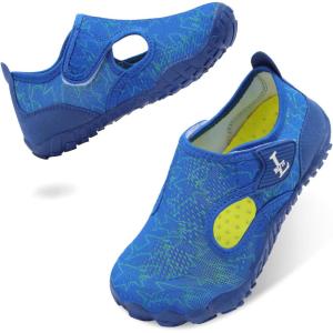 L-RUN Kids Water Shoes Quick Dry Aqua Socks for Boys & Girls Non-Slip Pool & Beach Sandals for Toddler Little Kid Big Kid(Navy)
