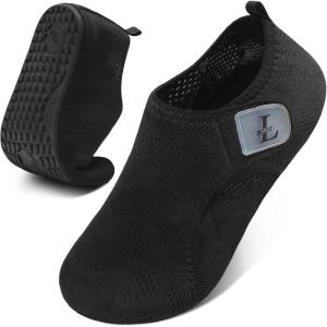 L-RUN Water Shoes for Men Women Quick-Dry Aqua Socks Barefoot Water Sneakers for Beach Swimming Surf Yoga(Black)