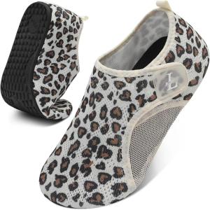 L-RUN Water Shoes for Men Women Quick-Dry Aqua Socks Barefoot Water Sneakers for Beach Swimming Surf Yoga(Leopard)