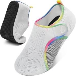 L-RUN Water Shoes for Men Women Quick-Dry Aqua Socks Barefoot Water Sneakers for Beach Swimming Surf Yoga(White)
