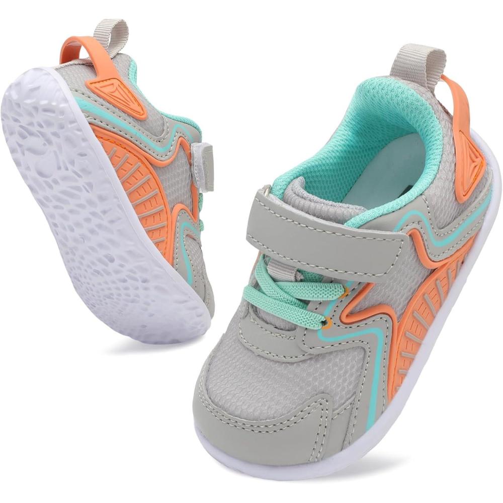 image:imageLRUN Baby First Walkers Shoes for Boys amp Girls NonSlip Soft Sole Toddler Sneakers Lightweight amp Breathable MeshLight Grey