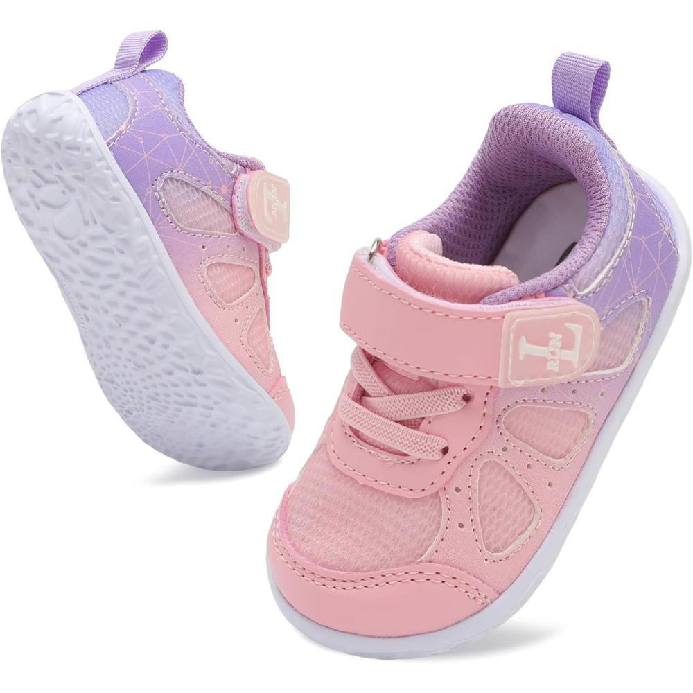 image:imageLRUN Baby First Walkers Shoes for Boys amp Girls NonSlip Soft Sole Toddler Sneakers Lightweight amp Breathable MeshPink Purple