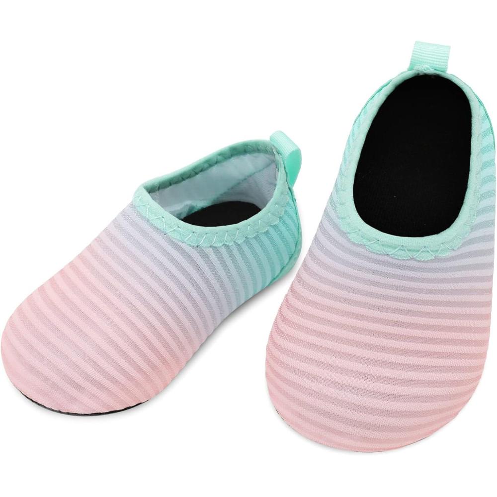 image:imageLRUN Infant Water Shoes Barefoot Skin Aqua Sock Breathable Beach Swim Pool Walking Shoes for Baby First Walker Non SlipGradient Pink