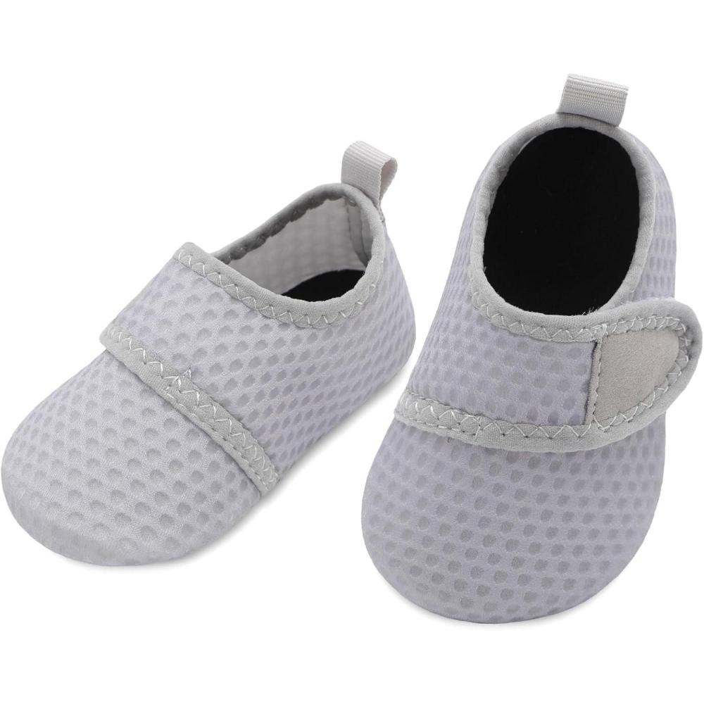 image:imageLRUN Infant Water Shoes Barefoot Skin Aqua Sock Breathable Beach Swim Pool Walking Shoes for Baby First Walker Non SlipLight Grey