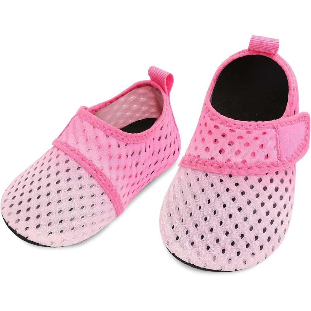 image:imageLRUN Infant Water Shoes Barefoot Skin Aqua Sock Breathable Beach Swim Pool Walking Shoes for Baby First Walker Non SlipPink Rose Gradient