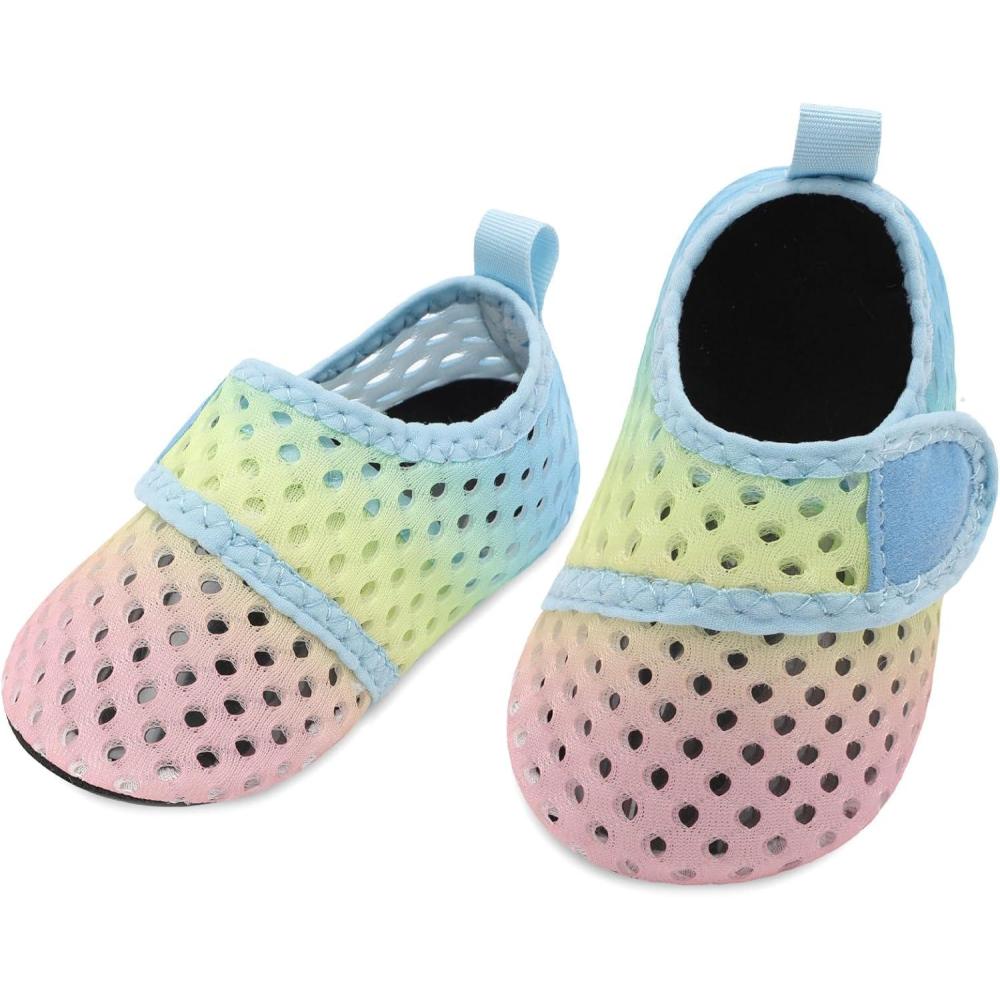 image:imageLRUN Infant Water Shoes Barefoot Skin Aqua Sock Breathable Beach Swim Pool Walking Shoes for Baby First Walker Non SlipPink Yellow Blue
