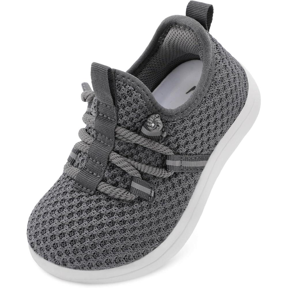 image:imageLRUN Toddler Shoes Barefoot Wide Toe Box Kids Slip On Walking Sneakers for Boys amp Girls Lightweight Tennis Play ShoesDark Grey