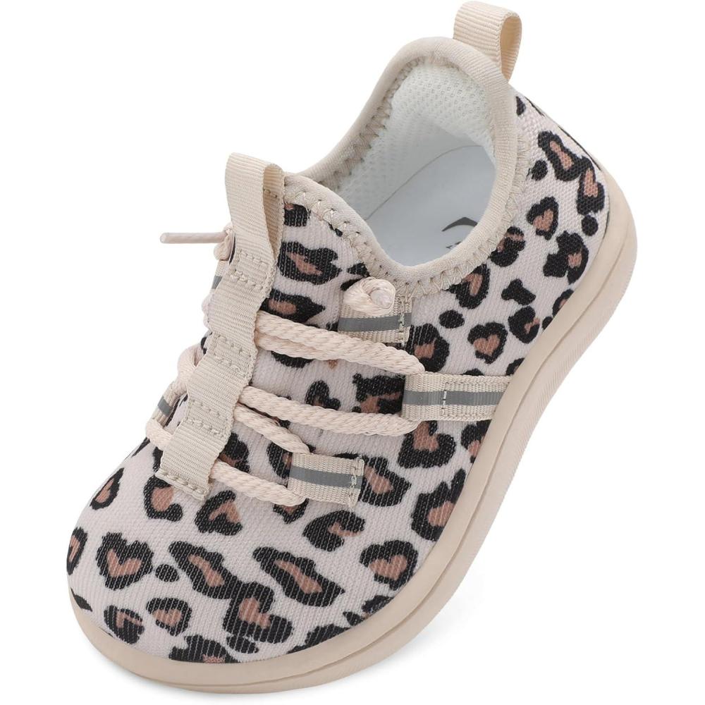 image:imageLRUN Toddler Shoes Barefoot Wide Toe Box Kids Slip On Walking Sneakers for Boys amp Girls Lightweight Tennis Play ShoesLeopard