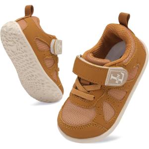 L-RUN Baby First Walkers Shoes for Boys & Girls Non-Slip Soft Sole Toddler Sneakers Lightweight & Breathable Mesh(Brown)