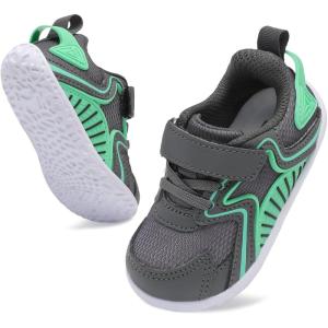 L-RUN Baby First Walkers Shoes for Boys & Girls Non-Slip Soft Sole Toddler Sneakers Lightweight & Breathable Mesh(Dark Grey)