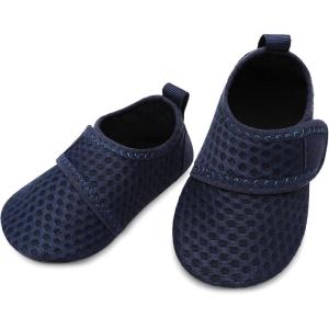 L-RUN Infant Water Shoes Barefoot Skin Aqua Sock Breathable Beach Swim Pool Walking Shoes for Baby First Walker Non Slip(All Navy Dot)