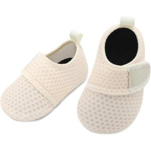 L-RUN Infant Water Shoes Barefoot Skin Aqua Sock Breathable Beach Swim Pool Walking Shoes for Baby First Walker Non Slip(Beige)