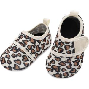 L-RUN Infant Water Shoes Barefoot Skin Aqua Sock Breathable Beach Swim Pool Walking Shoes for Baby First Walker Non Slip(Beige Leopard)