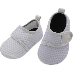 L-RUN Infant Water Shoes Barefoot Skin Aqua Sock Breathable Beach Swim Pool Walking Shoes for Baby First Walker Non Slip(Light Grey)