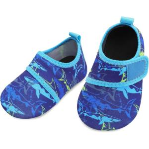 L-RUN Infant Water Shoes Barefoot Skin Aqua Sock Breathable Beach Swim Pool Walking Shoes for Baby First Walker Non Slip(Navy Green Shark)