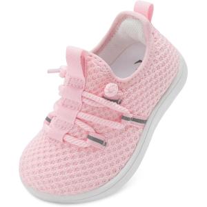 L-RUN Toddler Shoes Barefoot Wide Toe Box Kids Slip On Walking Sneakers for Boys & Girls Lightweight Tennis Play Shoes(Pink)