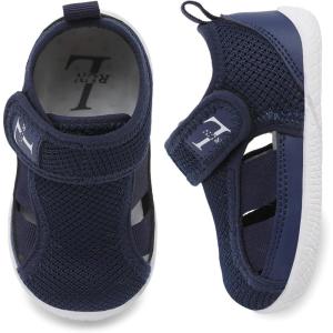 L-RUN Zero Drop Minimalist Toddler Shoes for Wide & Chubby Feet Barefoot Sneaker for Infants & Kids Daycare & Playground(Navy)