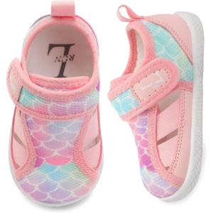 L-RUN Zero Drop Minimalist Toddler Shoes for Wide & Chubby Feet Barefoot Sneaker for Infants & Kids Daycare & Playground(Pink Fish Scale)