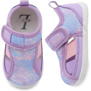 L-RUN Zero Drop Minimalist Toddler Shoes for Wide & Chubby Feet Barefoot Sneaker for Infants & Kids Daycare & Playground(Purple Drawings)