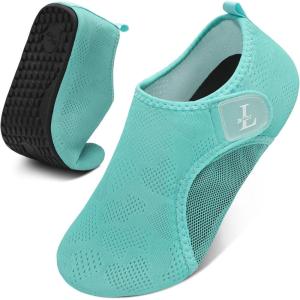 L-RUN Water Shoes for Women Men Quick-Dry Aqua Socks Barefoot Swim Shoes Non-Slip Beach Pool Shoes Breathable Surf Kayak Yoga Sneakers(Light Green)