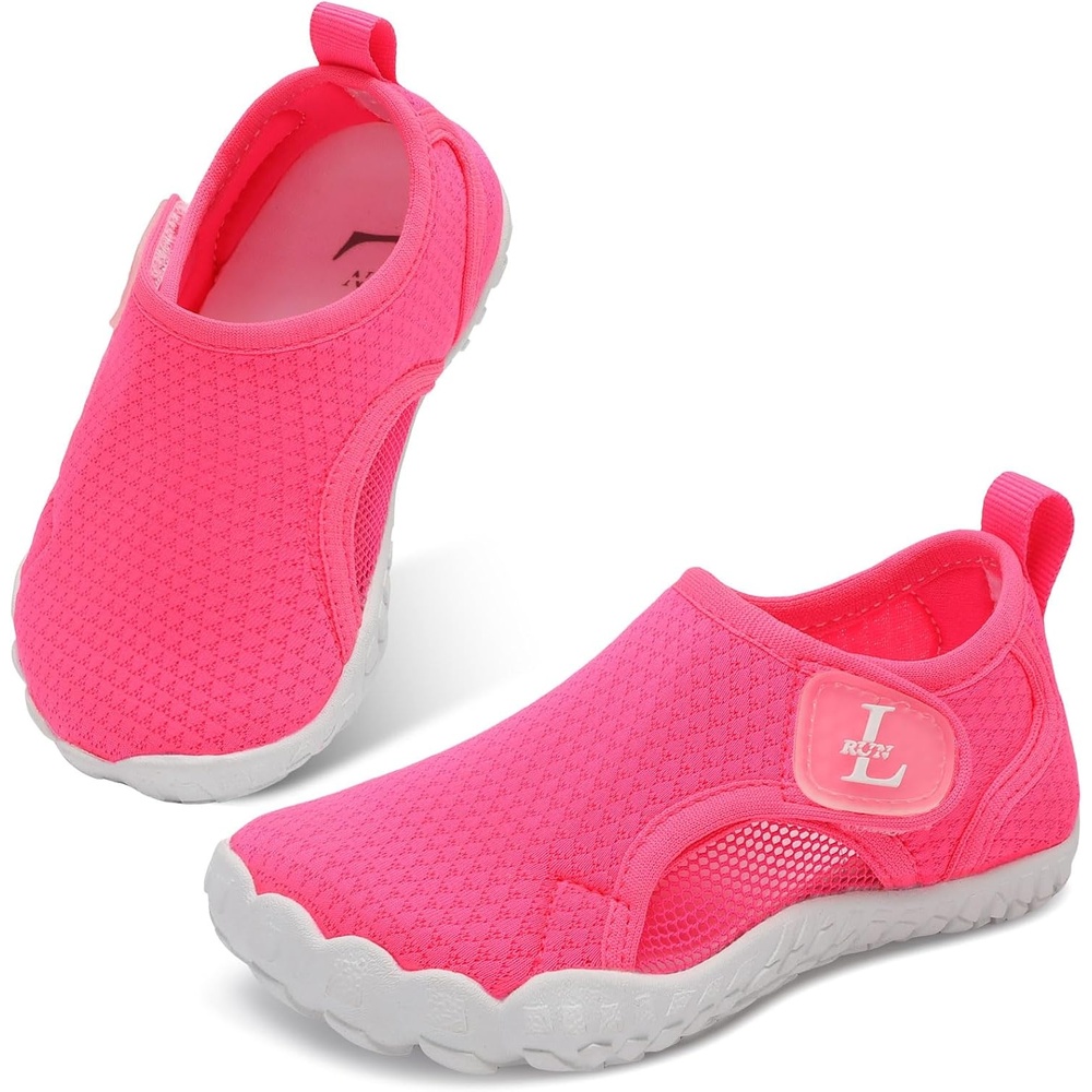 image:imageLRUN Kids Water Shoes Toddler Boys Girls Aqua Socks Quick Dry Mesh with Hook amp Loop NonSlip Rubber Sole Beach Swim Pool Lake Water ShoesRose Red