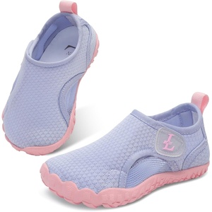 L-RUN Kids Water Shoes Toddler Boys Girls Aqua Socks Quick Dry Mesh with Hook & Loop Non-Slip Rubber Sole Beach Swim Pool Lake Water Shoes(Purple)