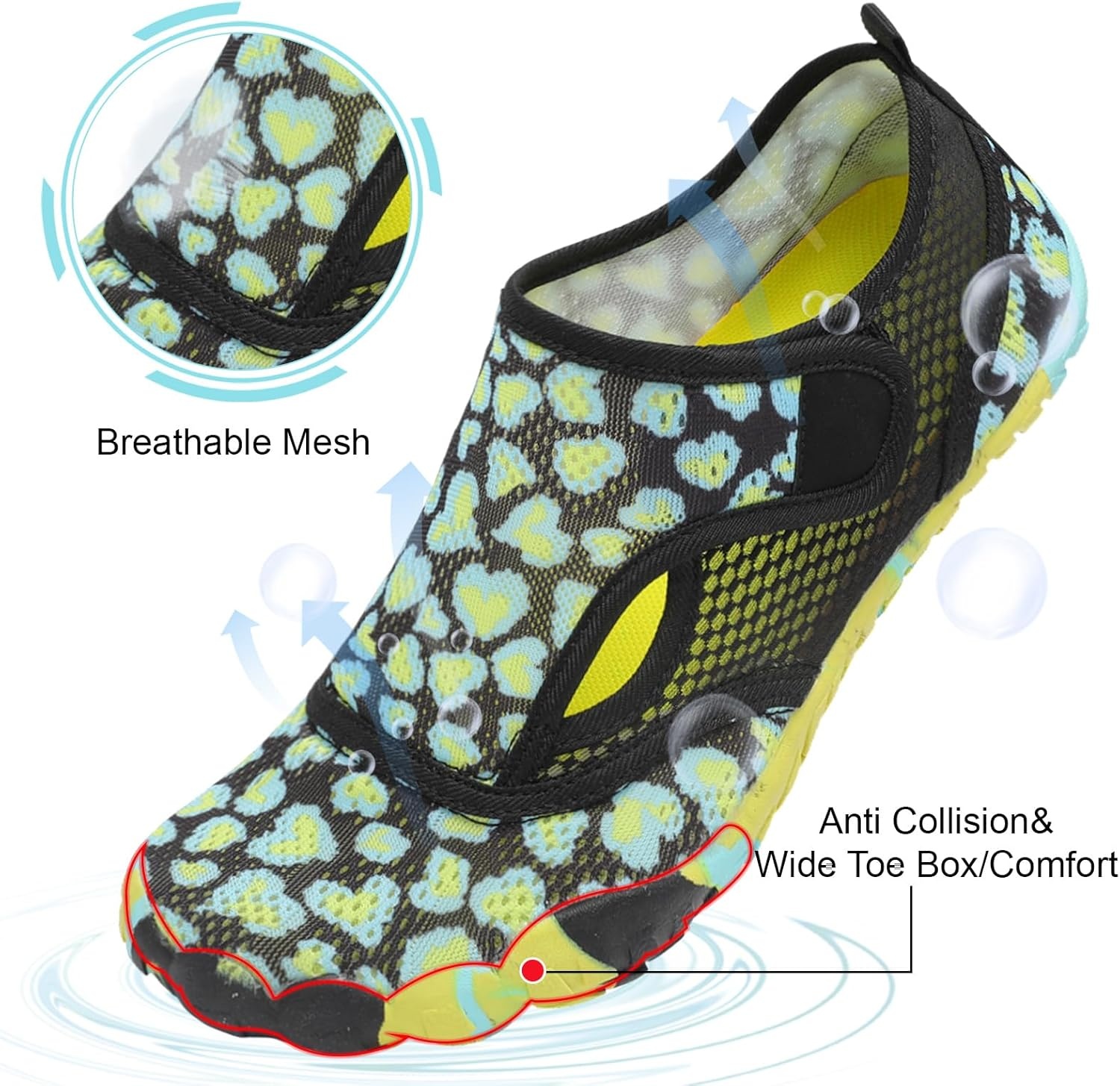 image:imageLRUN Barefoot Water Shoes Women Mens Aqua Sock Athletic Hiking Water Sports Shoes for Swim Beach Pool Sand Diving WalkingGreen Leopard