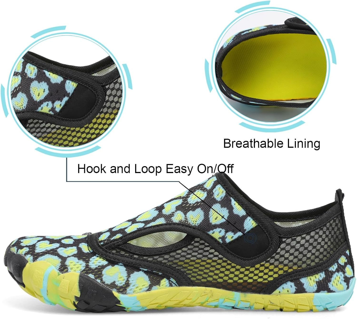 image:imageLRUN Barefoot Water Shoes Women Mens Aqua Sock Athletic Hiking Water Sports Shoes for Swim Beach Pool Sand Diving WalkingGreen Leopard