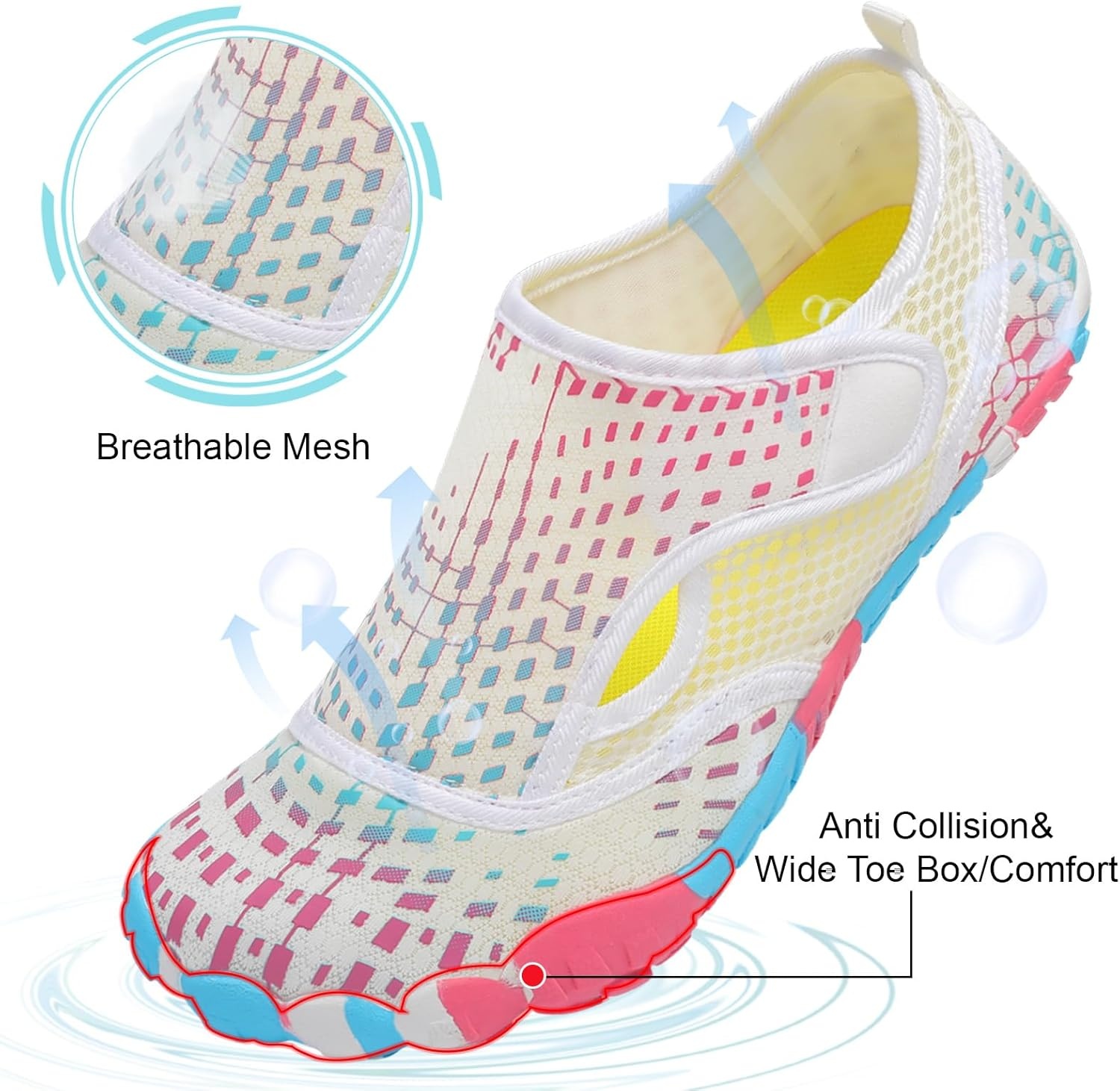 image:imageLRUN Barefoot Water Shoes Women Mens Aqua Sock Athletic Hiking Water Sports Shoes for Swim Beach Pool Sand Diving WalkingWhite Red