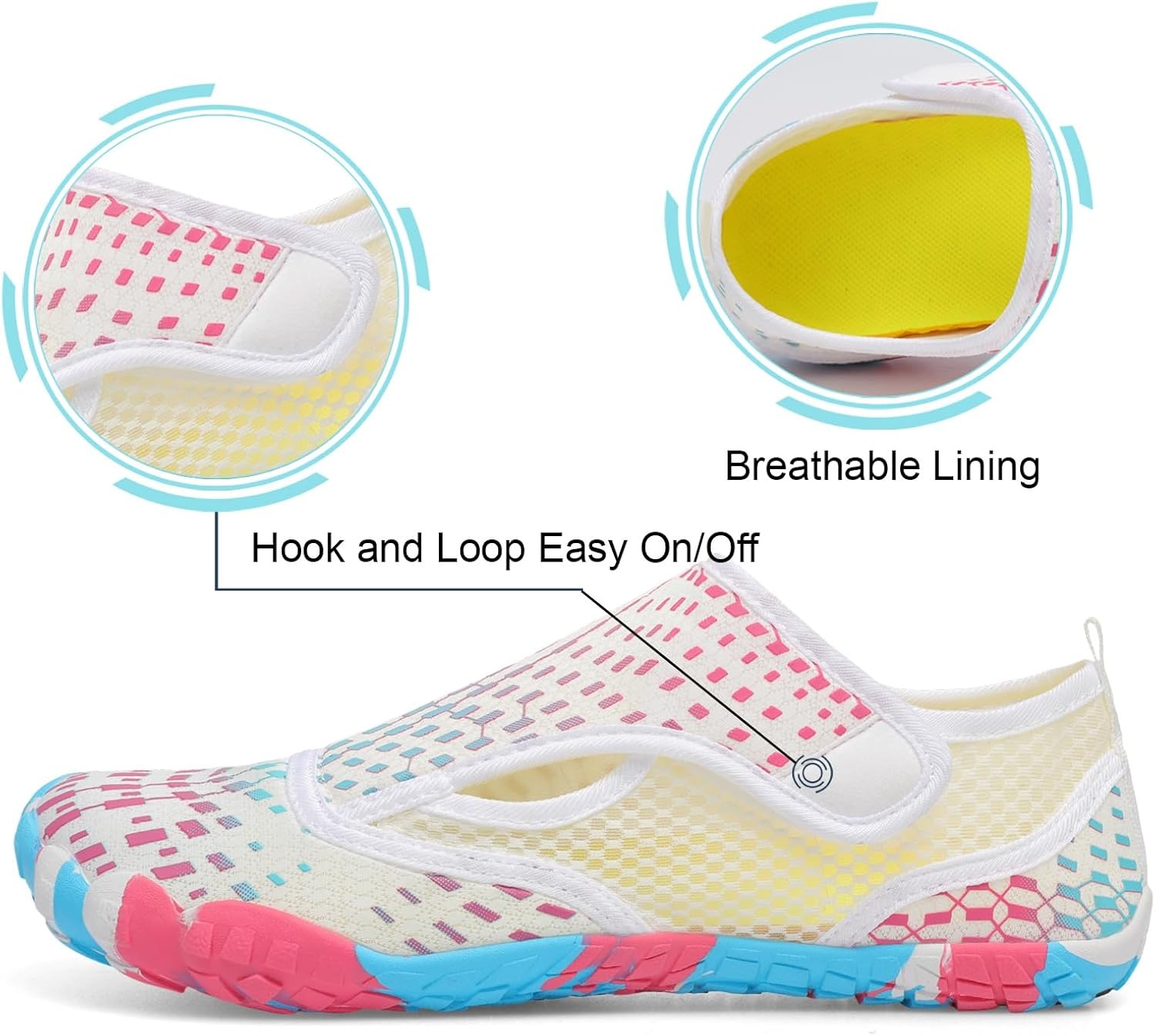 image:imageLRUN Barefoot Water Shoes Women Mens Aqua Sock Athletic Hiking Water Sports Shoes for Swim Beach Pool Sand Diving WalkingWhite Red