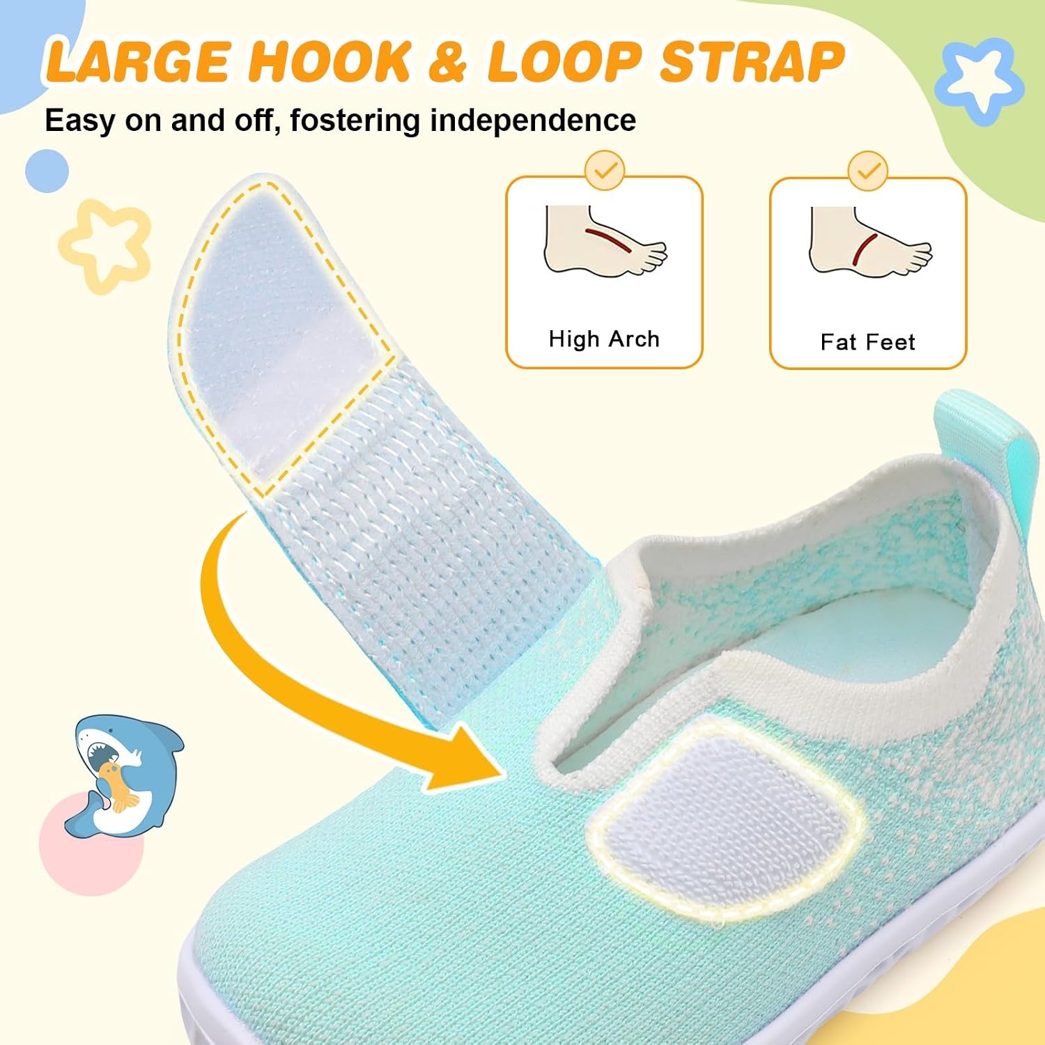 image:imageLRUN Baby Barefoot Walking Shoes Cute Shark Breathable LightweightMint Green