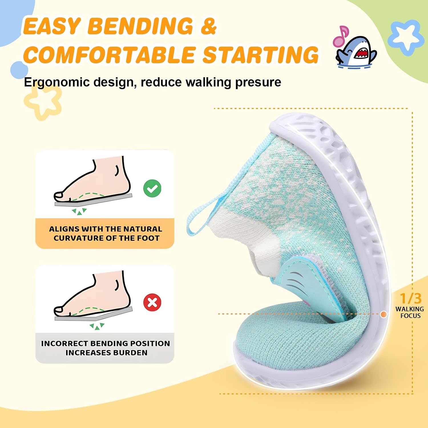 image:imageLRUN Baby Barefoot Walking Shoes Cute Shark Breathable LightweightMint Green