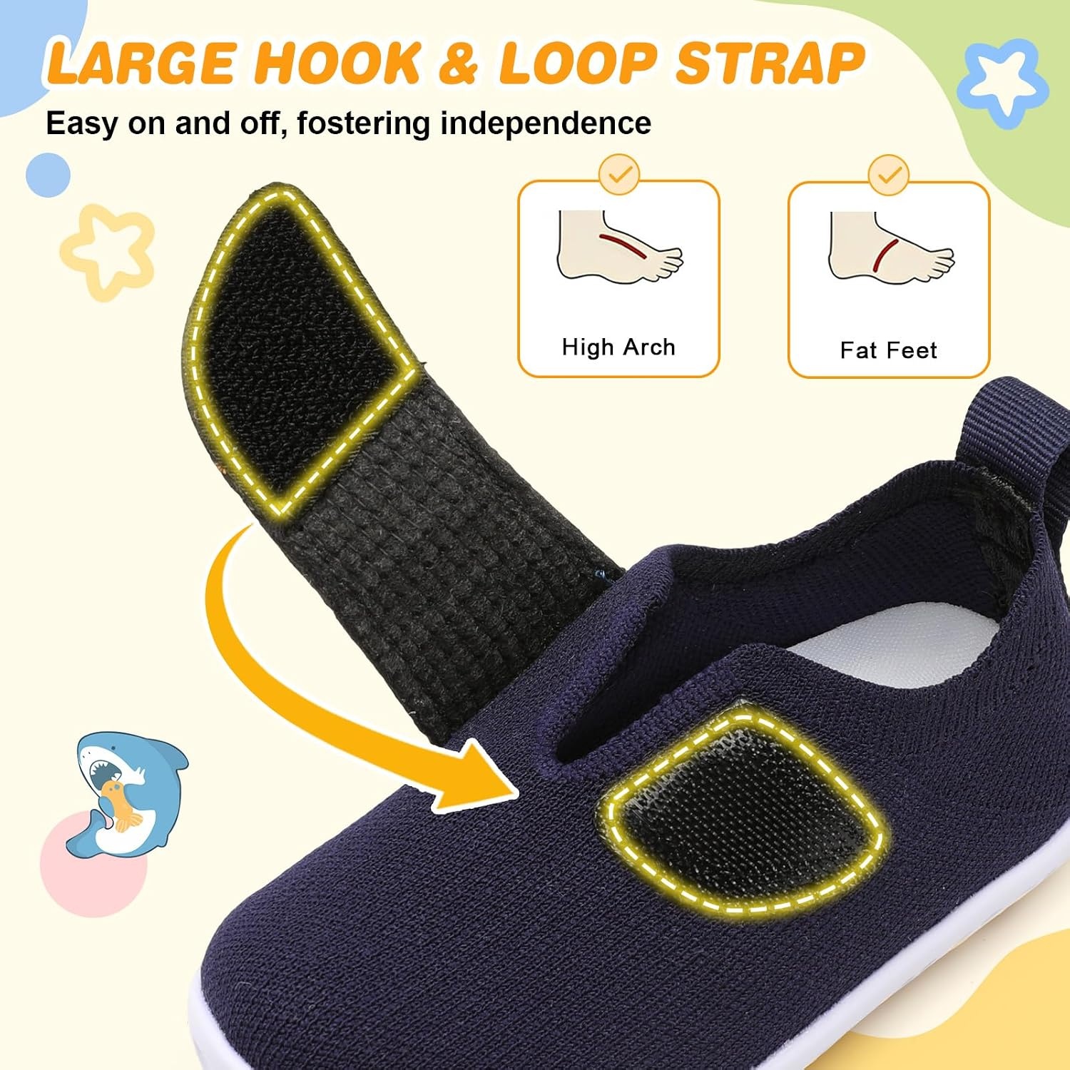 image:imageLRUN Baby Barefoot Walking Shoes Cute Shark Breathable LightweightNavy