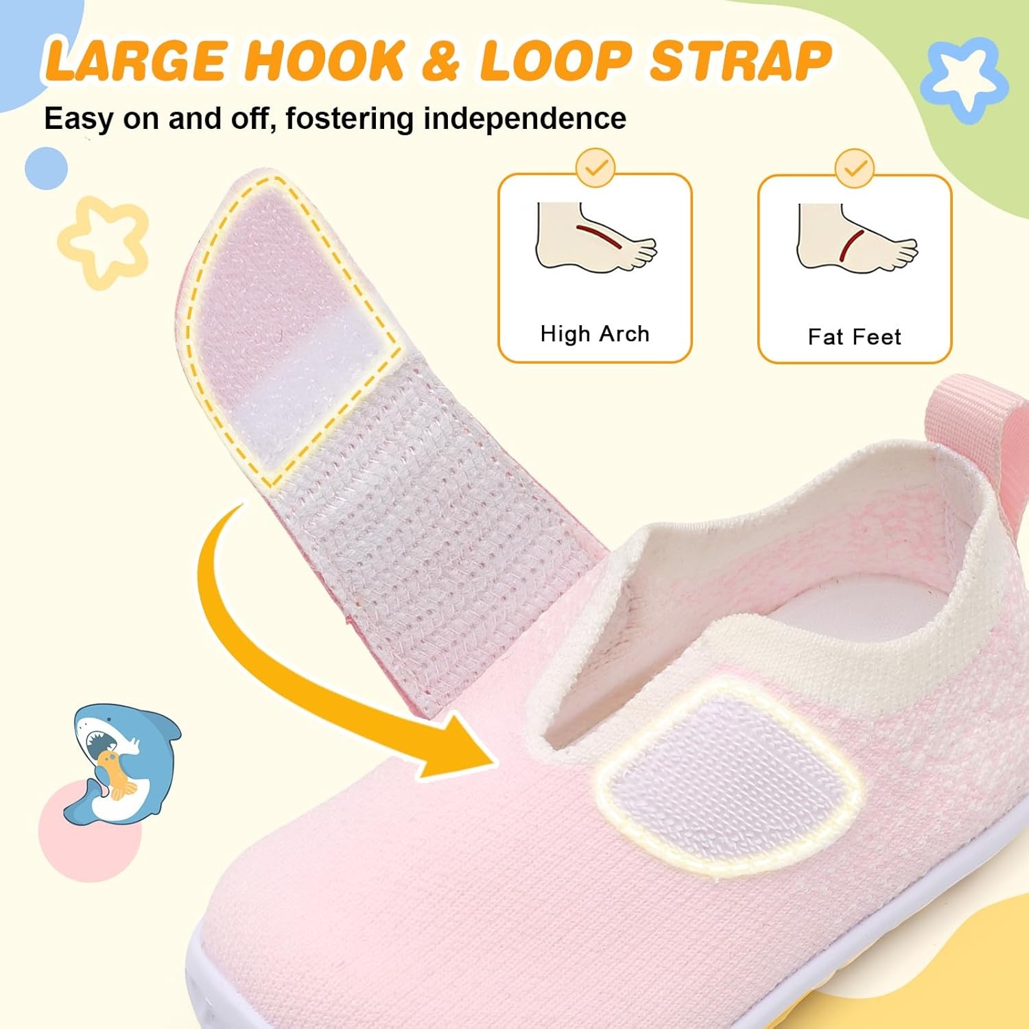 image:imageLRUN Baby Barefoot Walking Shoes Cute Shark Breathable LightweightPink