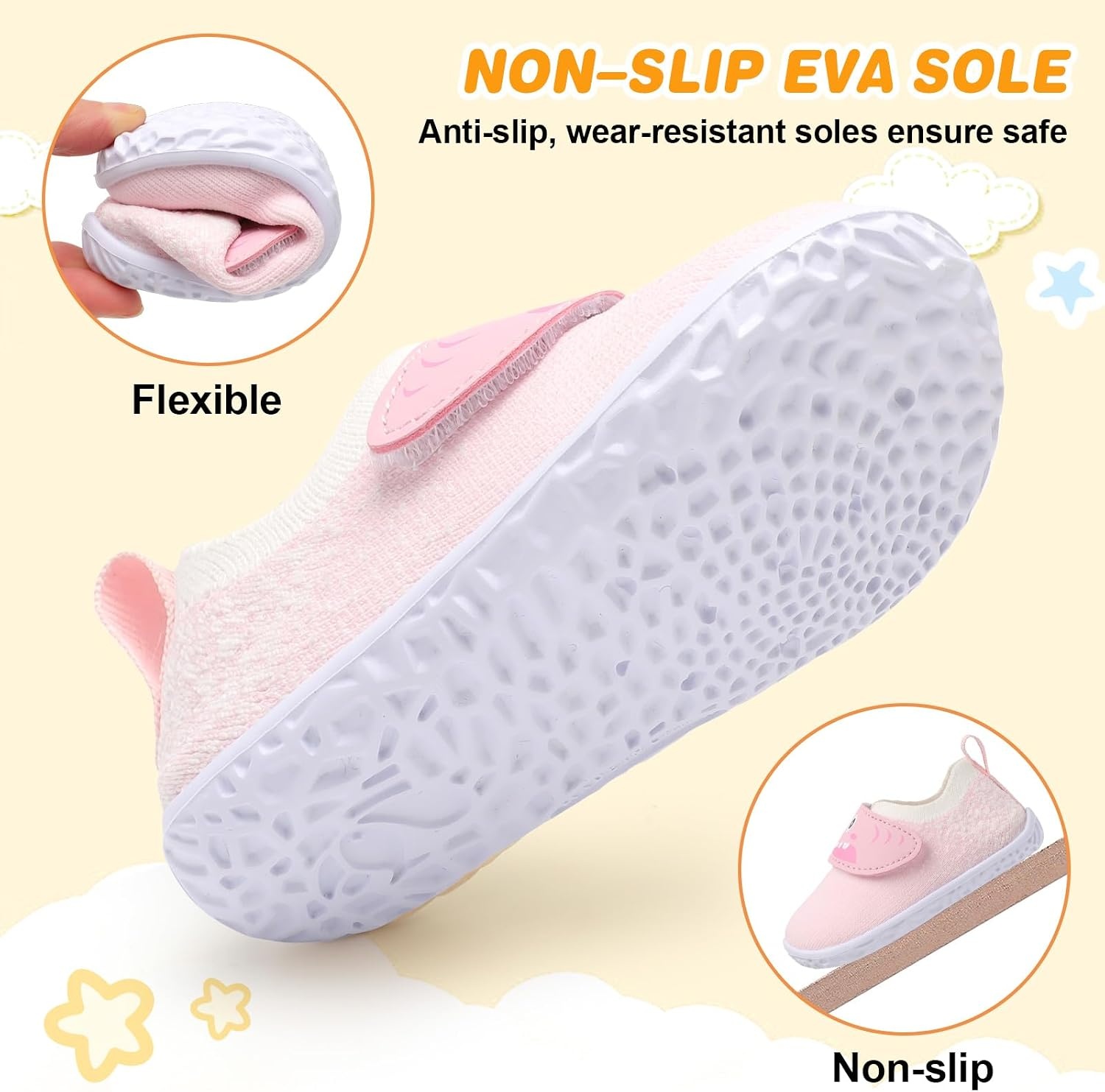 image:imageLRUN Baby Barefoot Walking Shoes Cute Shark Breathable LightweightPink