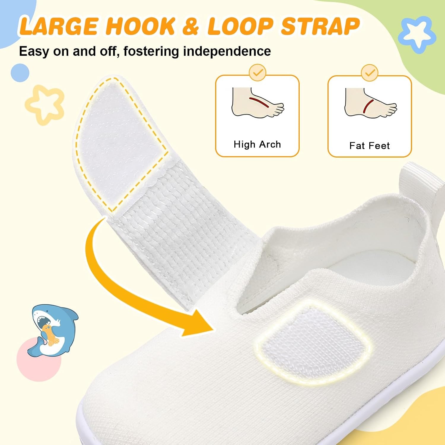 image:imageLRUN Baby Barefoot Walking Shoes Cute Shark Breathable LightweightWhite