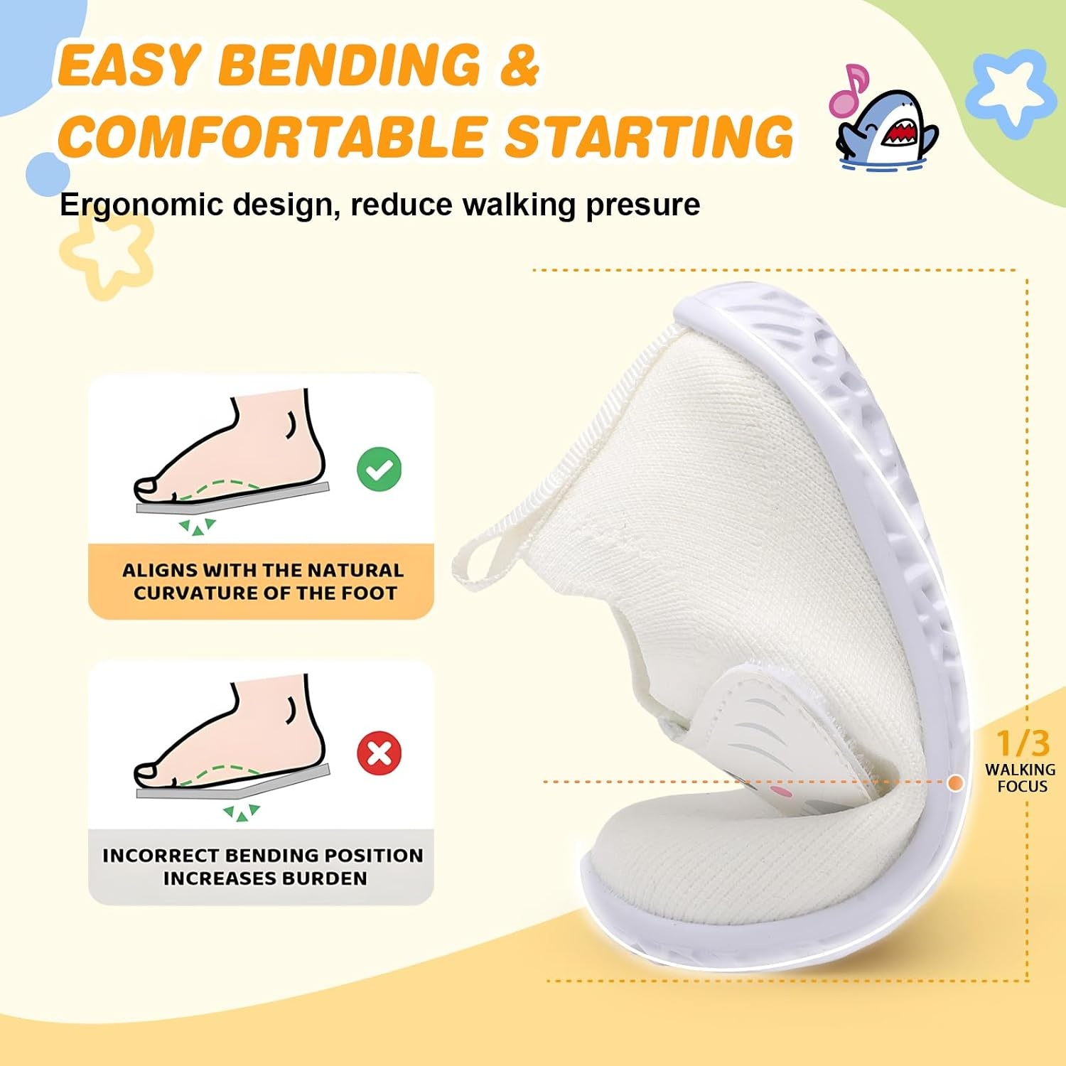 image:imageLRUN Baby Barefoot Walking Shoes Cute Shark Breathable LightweightWhite