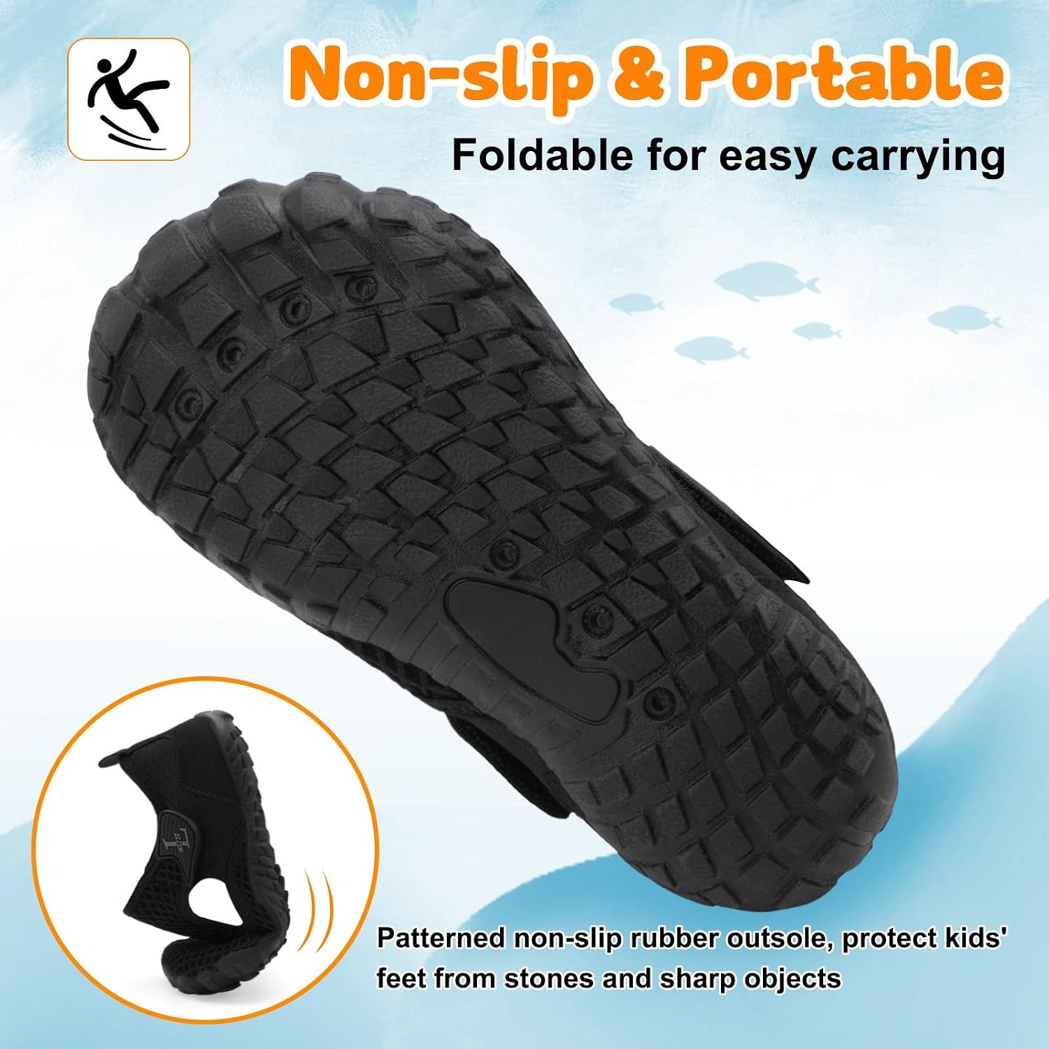 image:imageLRUN Kids ClosedToe Water Sandals Adjustable Sport Shoes NonSlip Rubber Sole Swim Beach Shoes for Toddler Little Kid Boys GirlsBlack