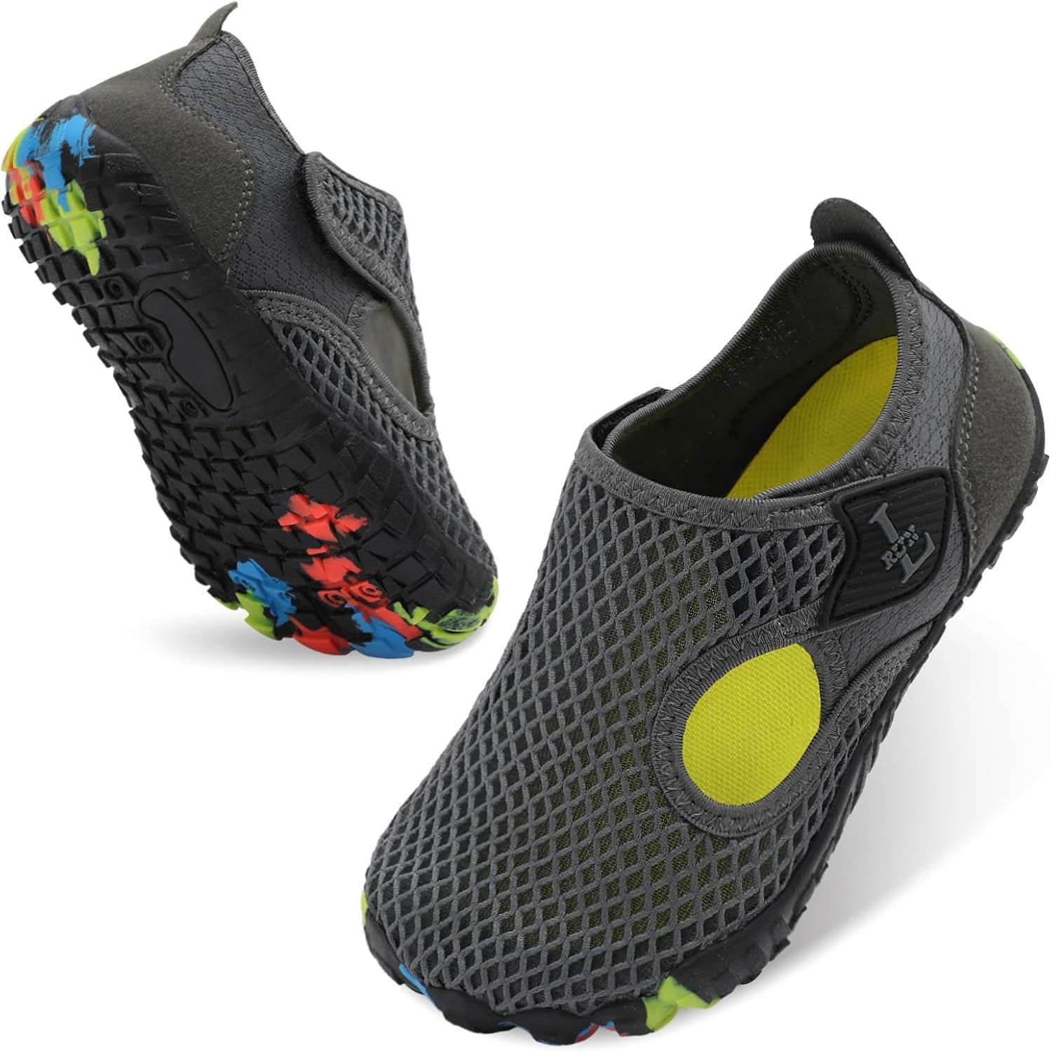 image:imageLRUN Kids ClosedToe Water Sandals Adjustable Sport Shoes NonSlip Rubber Sole Swim Beach Shoes for Toddler Little Kid Boys GirlsDark Grey