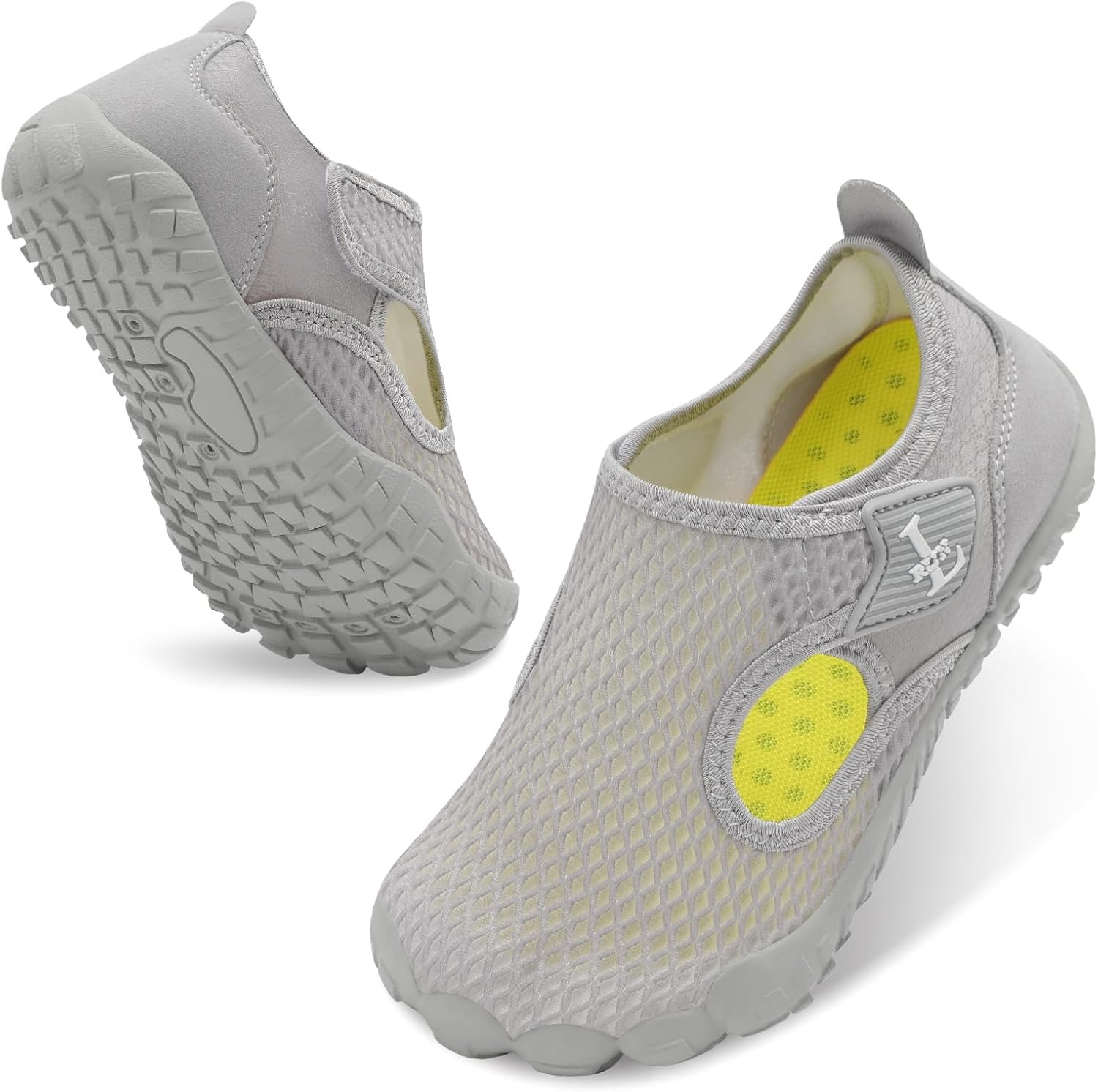 image:imageLRUN Kids ClosedToe Water Sandals Adjustable Sport Shoes NonSlip Rubber Sole Swim Beach Shoes for Toddler Little Kid Boys GirlsLight Grey