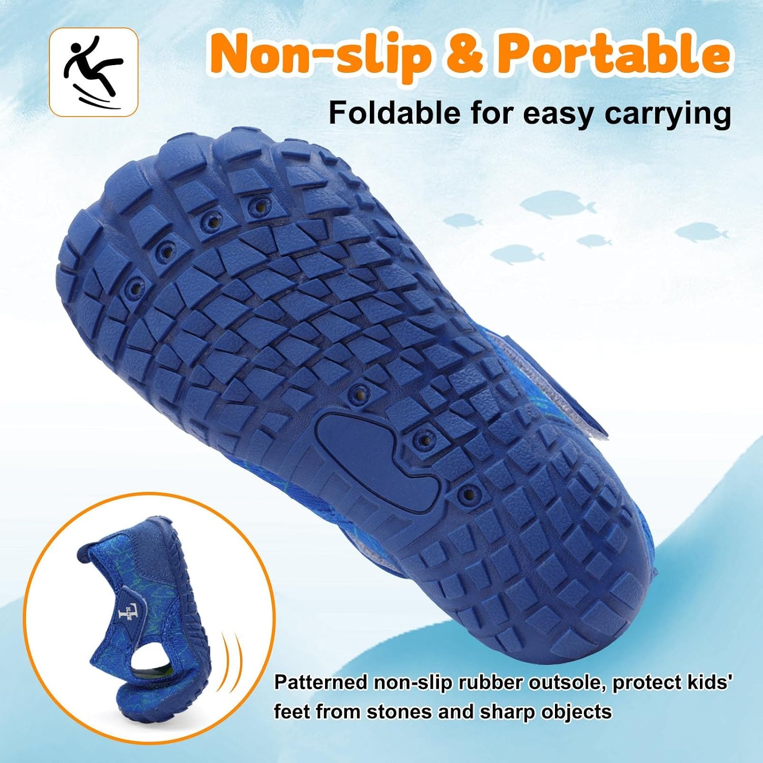 image:imageLRUN Kids ClosedToe Water Sandals Adjustable Sport Shoes NonSlip Rubber Sole Swim Beach Shoes for Toddler Little Kid Boys GirlsNavy