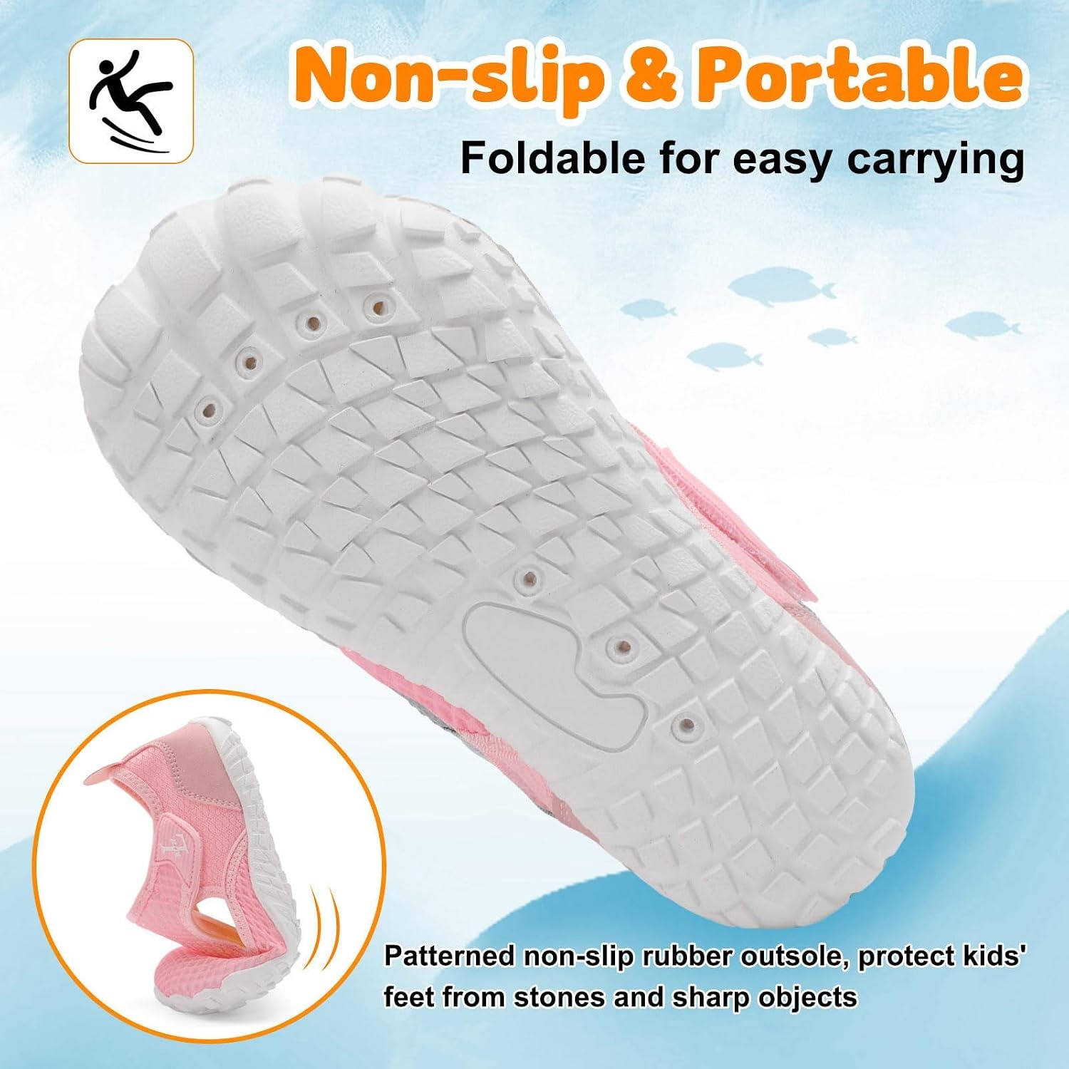 image:imageLRUN Kids ClosedToe Water Sandals Adjustable Sport Shoes NonSlip Rubber Sole Swim Beach Shoes for Toddler Little Kid Boys GirlsPink