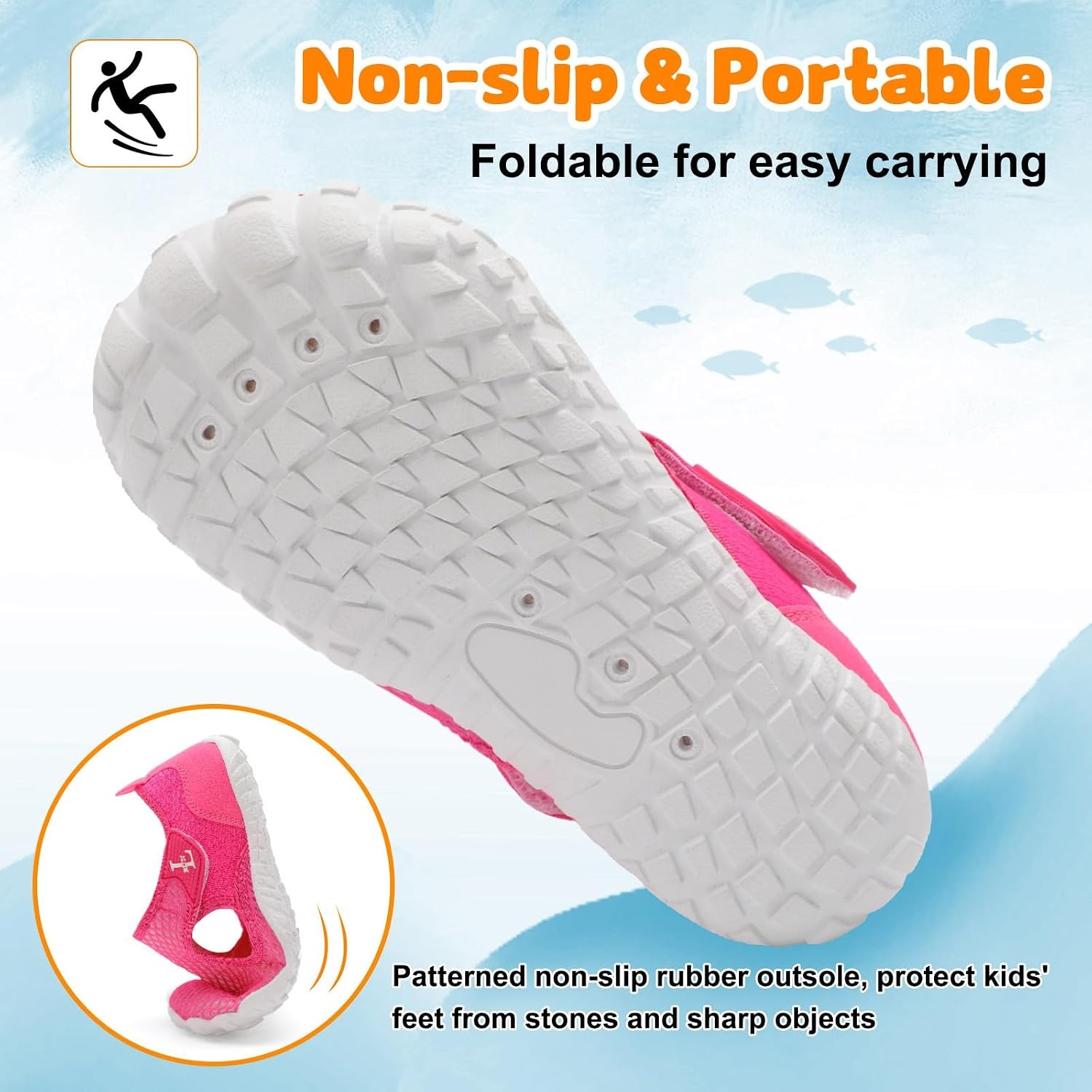 image:imageLRUN Kids ClosedToe Water Sandals Adjustable Sport Shoes NonSlip Rubber Sole Swim Beach Shoes for Toddler Little Kid Boys GirlsRose Red