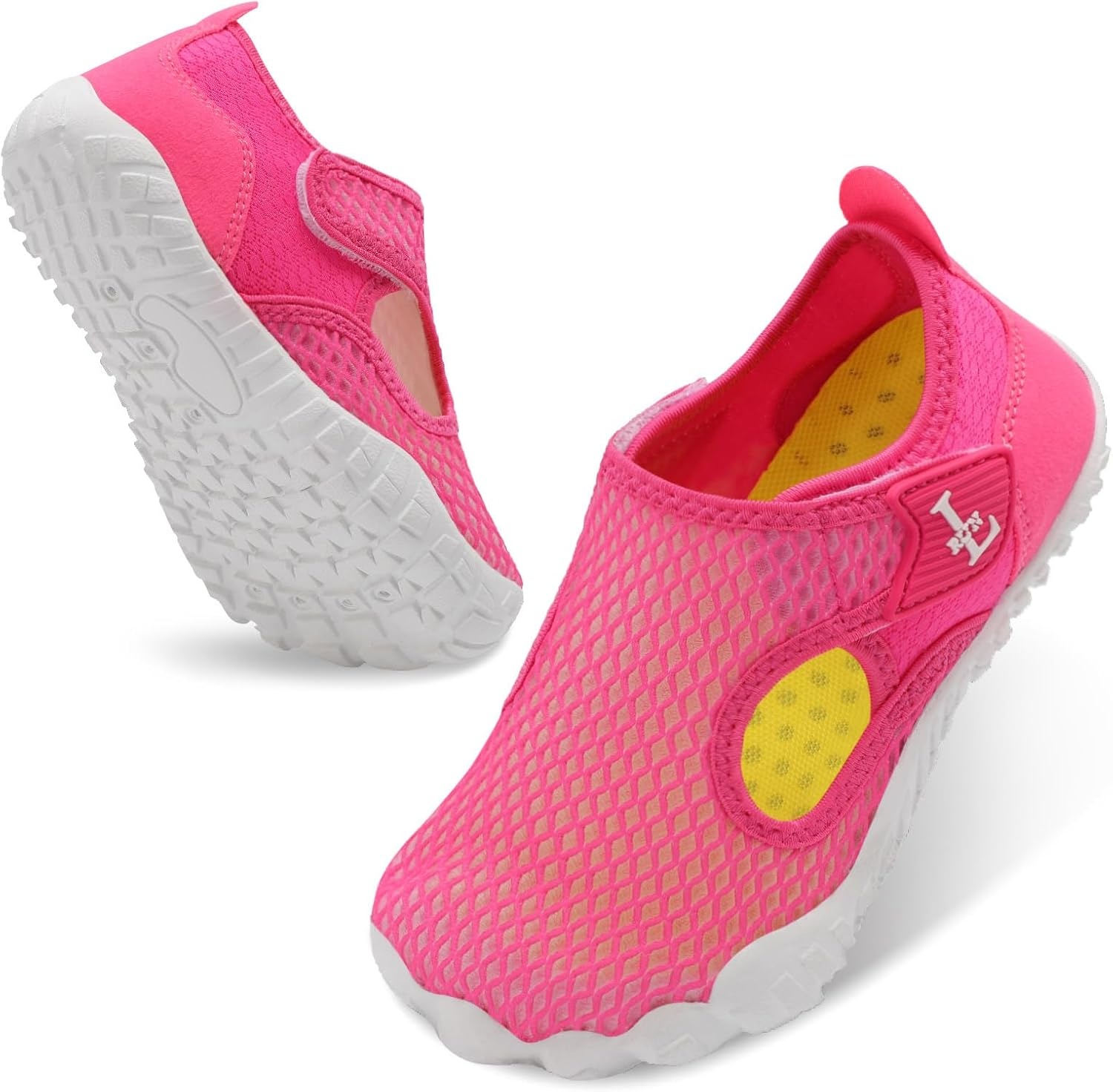 image:imageLRUN Kids ClosedToe Water Sandals Adjustable Sport Shoes NonSlip Rubber Sole Swim Beach Shoes for Toddler Little Kid Boys GirlsRose Red