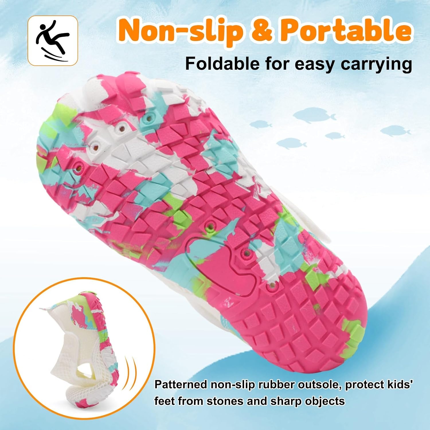 image:imageLRUN Kids ClosedToe Water Sandals Adjustable Sport Shoes NonSlip Rubber Sole Swim Beach Shoes for Toddler Little Kid Boys GirlsWhite