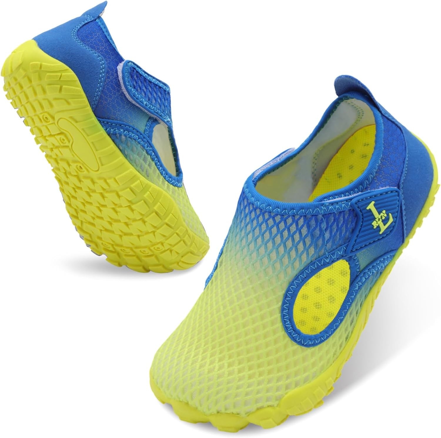 image:imageLRUN Kids ClosedToe Water Sandals Adjustable Sport Shoes NonSlip Rubber Sole Swim Beach Shoes for Toddler Little Kid Boys GirlsYellow Navy